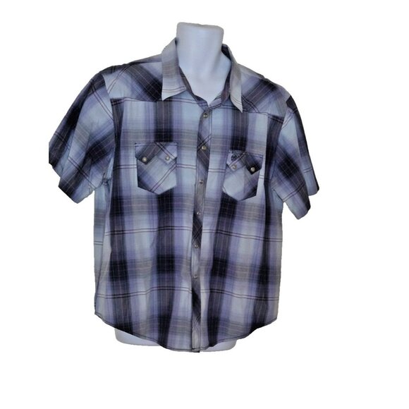 Wrangler Plaid American Cowboy Pearl Snap short sleeve Shirt MV12729 Size XXL - Picture 3 of 6